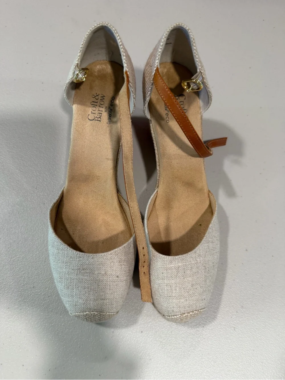 croft & barrow Cream Woven Slingback Espadrilles with Gold Buckle